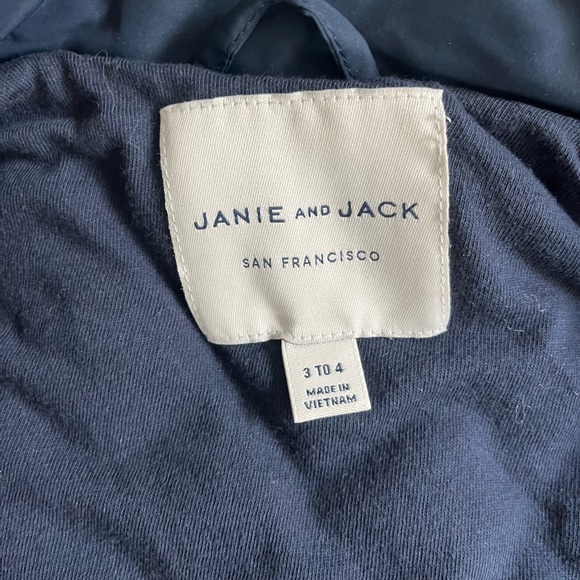 Janie and Jack quilted puffer vest boys 3 4 navy blue Peanuts snap front pocket - Picture 2 of 3